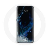 Coque pour samsung galaxy A5 2017 Nuages de fumée multicolore de bleu gris et noir sur fond noir