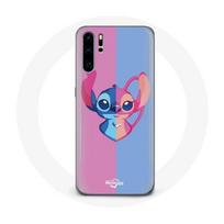 Coque pour Huawei P30 Pro Stitch et angel bleu rose rožinė