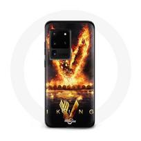 Dėklas - Vikingai - Samsung Galaxy S20 Ultra - Ugnies Kardo V Logotipas - Juodas - Kietas Apsauginis juoda