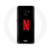 Coque pour Samsung Galaxy A8 Plus Netflix Logo rouge fond noir