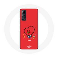 Coque pour Vivo Y72 BTS Bangtan Garçons BT21 TATA V Fond Rouge raudona