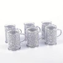 6 vnt Apakinti deimantinio stiklo puodelių rinkinys – labai atsparus karščiui borosilikatas, skirtas kavos arbatai ir gėrimams – puikiai tinka kavinėms, restoranams ir namams 6pcs white