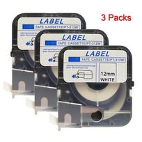 3 vnt. MAX Electronic letatwin lipdukai su klijais, suderinami su LM-309Y LM-309W LM-312Y LM-312W, skirti LM-300MAX LM-370E/370A/380A/LM-390A 12mm black on white