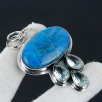 Lapis Lazuli, Londono mėlynas topazinis brangakmenių sidabrinis pakabukas, 925 sterlingų sidabro papuošalų pakabukas, natūralus lapis lazuli pakabukas moterims / dovanos 2.55 mėlyna