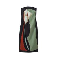 Sexy Strapless Backless Printed Long Dress Women Fashion Sleeveless Off Shoulder Club Vestidos Lady Summer Beach Elegant Evening Party Robes S žalia