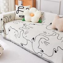 Double-Sided Chenille All-Season Universal Rustic Style Living Room Non-Slip Sofa Cover Sofa Seat Cover 180X130cm white