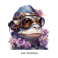 Strange Cool Frog Heat Transfer Film, Animal Diving Mirror Flowers Easy Printed By Household Irons Hot Press Decal, For Jackets Fabric Toys