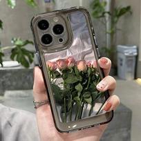 Rose Flower telefono dėklas, skirtas iPhone 14 Pro dėklas, skirtas iPhone 11 13 12 15 Pro Max XR XS X 7 8 Plus SE SE3 minkštas smūgiams atsparus skaidrus dangtelis For iPhone 15 Pro gray
