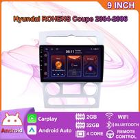 9 colių Android Car Radio Carplay, skirtas Hyundai ROHENS Coupe 2004-2006 Automobilių multimedijos vaizdo grotuvas GPS navigacija WIFI 4+64GB 2+32GB black