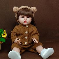 55cm Silicone Body Dolls Vinyl Reborn Toddler Girl Doll Betty Lifelike Newborn Baby Wig Hair Gifts for Children Toys brown