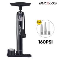 BUCKLOS Bicycle Pump 160PSI Air Pump with Pressure Gauge Schrader Presta Valve Adapter Hand Floor High Pressure Pump for Bicycle gray
