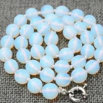 New Gemstone 10mm Healing Chakra Reiki Opal Faceted Stone round Necklace 18