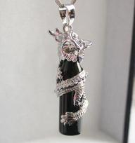 Wholesale fancy Chinese Wind Cylinder black Green JADE Dragon Pendants Necklace