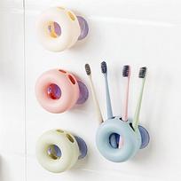 Multifunctional Toothbrush Racket Holder Storage Box Bathroom Makeup Accessories Products Sets Sucti rožinė