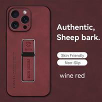 Sheepskin PU Leather Cover Case for iPhone 15 Pro Max 14 Plus 13 12 11 XR X 7 8 Plus SE 2022 Fashion Case Soft Frame Hard Back Cover Phone Bracket iPhone 12Mini vyno raudonos spalvos