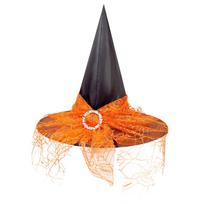 Aldult Halloween Witch Hat Mesh Hat Polyester Hat One Size oranžinė