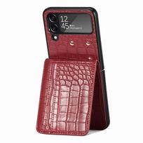 For Samsung Z Flip 4 5G Crocodile Leather Cell Phone Case for Samsung Galaxy Z Flip4 Flip 4 Zflip4 Card Pocket Wallet Bag for Samsung Z Flip 4