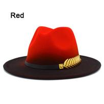 Fedora Hat Moterys Vyriškos Veltinio Skrybėlės Gradiento Spalvos Plačiabryliai Dizainas Prabangus Kasdienis odinis diržas Fedoras Chapeau Kepurės Ventiliatorius 56cm-58cm gray