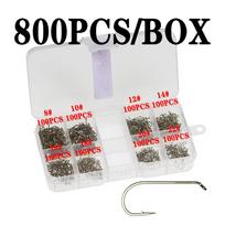 800Pcs High Carbon Steel Barb Barbless Fly Tying Hook For Dry Wet  Nymph Jig Nymph Streamer Caddis Fly Trout Fishing Lures