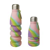 Outdoor New Edible Silicon Coke Bottle Portable Sports Bottle Camping Folding Bottle 550ml1PCS pink