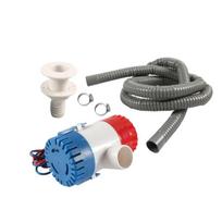 Powerful 1100GPH PVC Bilge Pump with Drainage Kit Hose Clamps Thru Hull Fitting for Motorhome Sailboats Yacht Watercraft gray