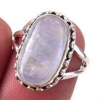 Natural Rainbow Moon Stone Gemstone Handmade 925 Sterling Silver Ring S.6 A0b88 gray
