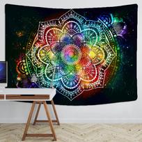 Psichodelinis Mandala Gėlės Gobelenas Sienų Dekoracija Hipiški Gobelenai Boho Dekoras Gobelenas Jogos Kilimėlis Kilimas Kolegijos Bendrabučio Dekoracija 95x70CM white