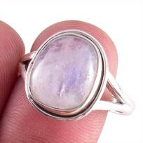 Natural Rainbow Moon Stone Gemstone Handmade 925 Sterling Silver Ring S.10 v7J70 gray