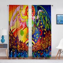 Abstract Monster Psychedelic Sheer Voile Curtain Magical Trippy Window Tulle Curtains for Living Room Bedroom Treatments Drapes 1 PCS W100XH250cm&Grommet Top blue