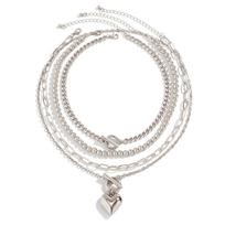 Multilayer Goth OT Buckle Love Heart Pendant Choker Necklace for Women Punk Beads Chain Jewelry Accessories Gift