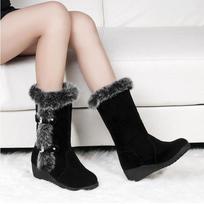 Frosted Boots Thick Waterproof Taizhong Tube Rabbit Fur Boots Warm Slope with Thick-soled Snow Boots Flat Women's Boots 42 juoda