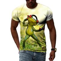 Hip Hop Funny Frog Summer New Men's Personality T-Shirt 3D Printing Creative Trend Short Sleeve Fashion Casual Round Neck Shirt S