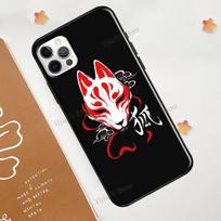 Japanese Kitsune Fox Mask For iPhone 12 13 mini 11 Pro Max Phone Case For iPhone 7 8 Plus X XR XS Max SE 2020 Coque iphone 5 5S SE black