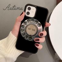 Funny Vintage Retro telephone Phone Case for iPhone 11 12 13 14 Pro Max mini X XR XS SE 2020 6 7 8 Plus Galaxy S21 S22 shell Samsung S22ultra gray