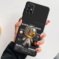Black Case Funda for Samsung Galaxy A70 A71 A20 A51 A40 A10 A01 A04 A03 A20e A20s A30 A50 A90 Silicone Cases Cute Astronaut Samsung A04 gray