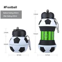 Fold Water Bottle Cups Mug Outdoor Sports Basketball Football Baseball Tennis Golf School Leakproof Portable Kids Water Bottle 0.55L juoda