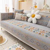 Bohemian style chenille sofa cushion four seasons universal cover fabric sofa cover cushion towel A 70x70cm 1pc brown