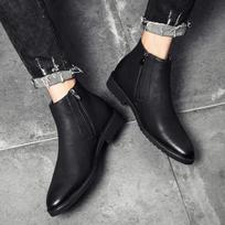 Pavasario rudens mada Chelsea Boots Vyriški minkšti kulkšnies batai britiško stiliaus vyriški batai prekės ženklo vyriška avalynė juoda 39 juoda