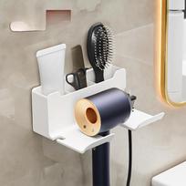 Hair Dryer Storage Rack Perforation-free Bathroom Multi-functional Hair Dryer Wall Hanger Blower Bathroom Storage Rack 16.5*12.5*7cm pilka