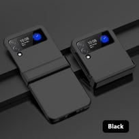 Madingas kietas dėklas, skirtas Samsung Galaxy Z Flip 3 4 Z sulankstomas 3 4 5G Z Flip3 Z Flip4 apsauga Prabangus sulankstomas smūgiams atsparus odos jausmas, paprastas galinis dangtelis For Samsung Z Flip 3 juoda