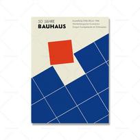 Bauhaus Print Gallery Wall Art Geometric Circle Dot Poster Abstract Blue Decor Exhibition Poster Modern Gift Idea Canvas Murals 21x30cm No Framed
