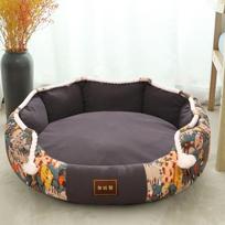 Bed for Dog Cat Pet Round Kennel Medium Small Dog Sofa Bed Cushion Pet Calming Dog Bed House Pet Supplies Accessories M black