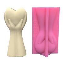 Heart Holding in Hand Succulent Flower  Mould Gypsum Concrete Crystal Epoxy Resin Mold Flower Vase Silicone Mold