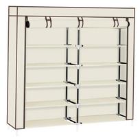 Shoe  Rack Portable 7 Layers 14 Grids Non-woven Fabric Cover Shoe Cabinet Door Court Storage smėlis