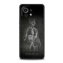 Chalkboard Anatomy Phone Case For Xiaomi 14 13T 12T Pro 12 13 11 Ultra Mi Note 10 Lite 10T 5G 11X Pro 11T 11i 9T Soft Cover Xiaomi Mi 11 black
