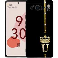 Phone Case For Google Pixel 8 A 7 6 Pro 6A 5G Black Soft Shockproof Back Cover TPU Shell Coque Diamond Crown Letter Letters Pixel 8