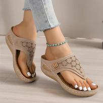 Lucyever Summer Platform Flip Flops Woman Lightweight Clip Toe Wedge Sandals Woman Non Slip Casual Beach Slippers Size 43 39 juoda