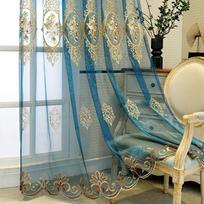 Floor-to-ceiling Window Curtain Four Seasons Universal European-style Embroidery Window Sheer Curtain Blue for Bedroom Living Room Home Decor 150*270cm gray