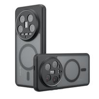 Skirtas „Xiaomi 14T 14 Pro Ultra Matte“ nuo pirštų atspaudų, atsparus smūgiams, TPU magnetinis dėklas, apsaugantis nuo kritimo ir gelsvantis galinis dangtelis. For Xiaomi 14 skaidri juoda spalva