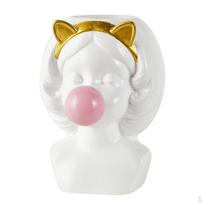 Blowing Bubbles Succulent ers Small Pot with Drainage Hole Cute Gift, Various Styles White with Cat Ears